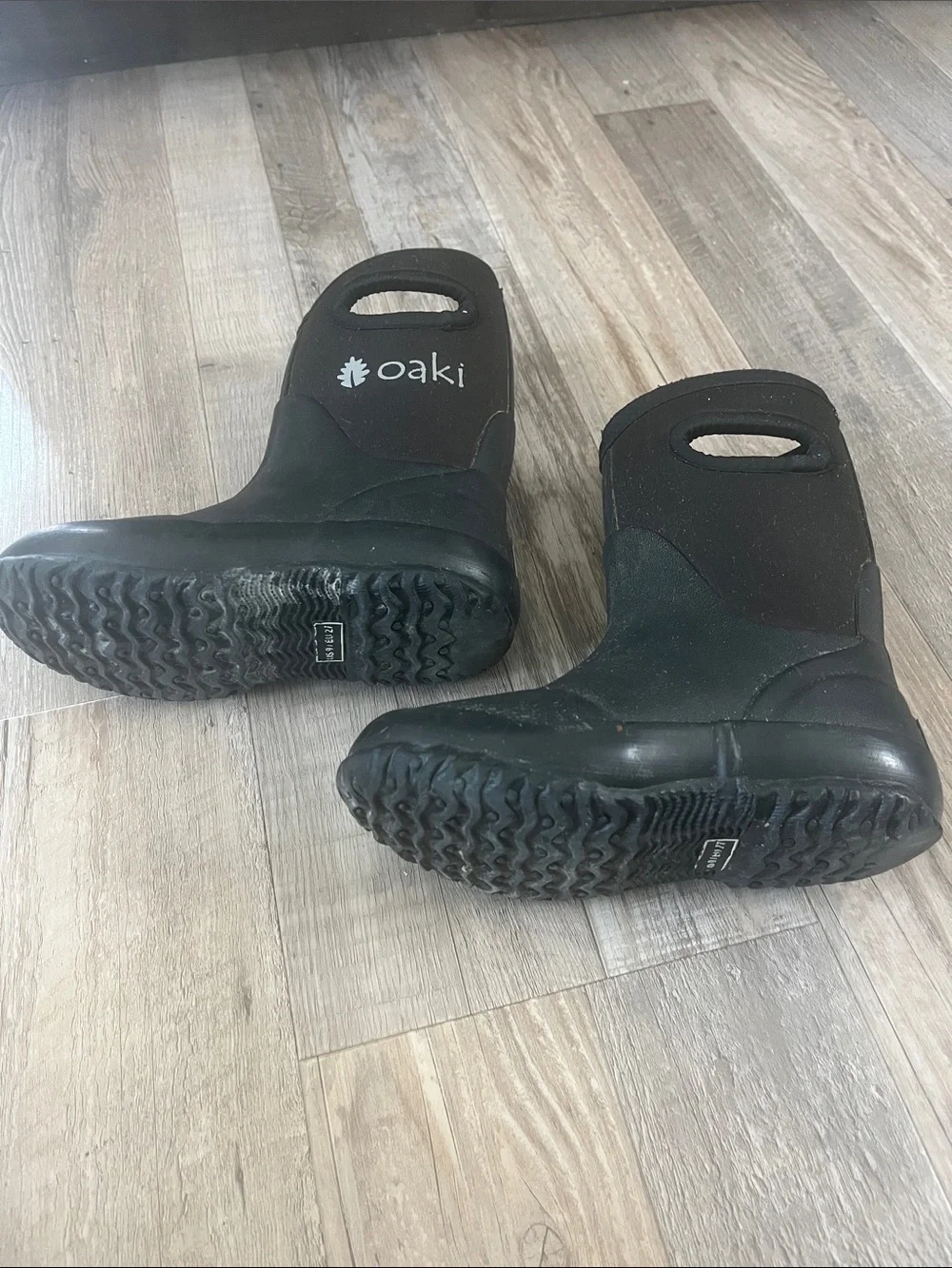 Oaki Black Kids Waterproof Pull-On Rain & Snow Boots